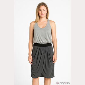 Black Halo Gray Draped Blouson Midi Dress NWT Racerback Style Size 6